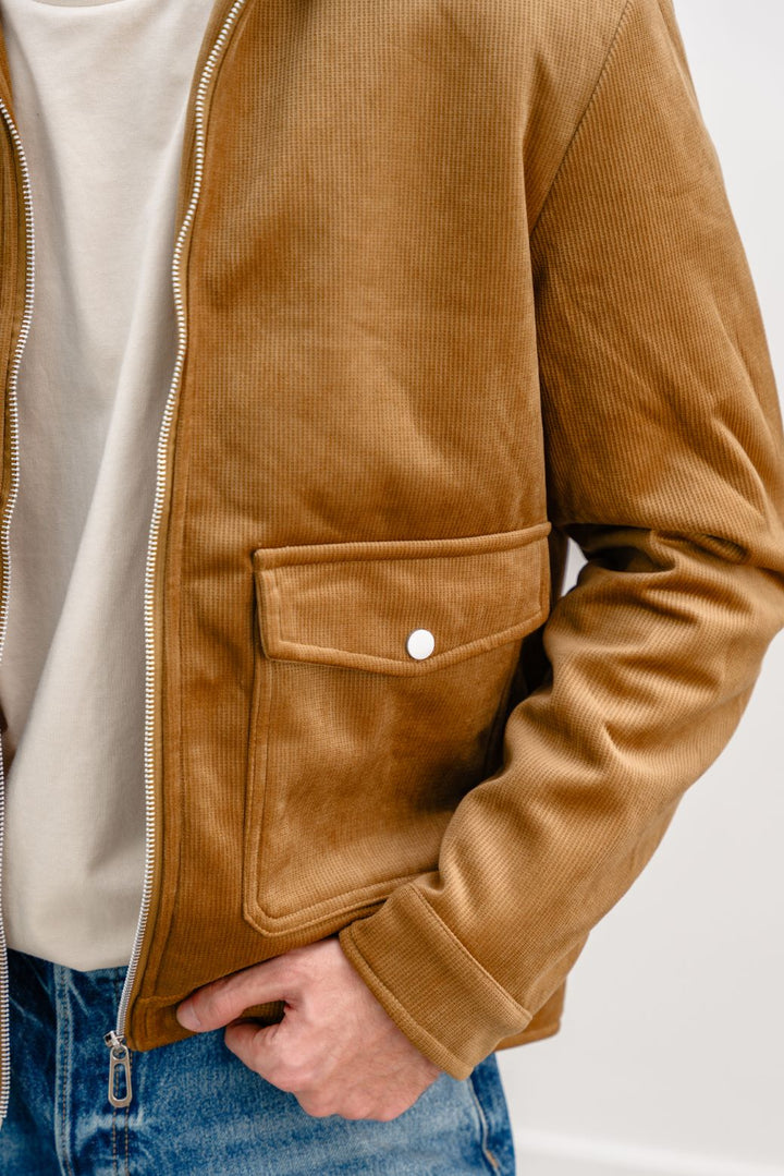 CAMEL CORDUROY AVIATOR JACKET