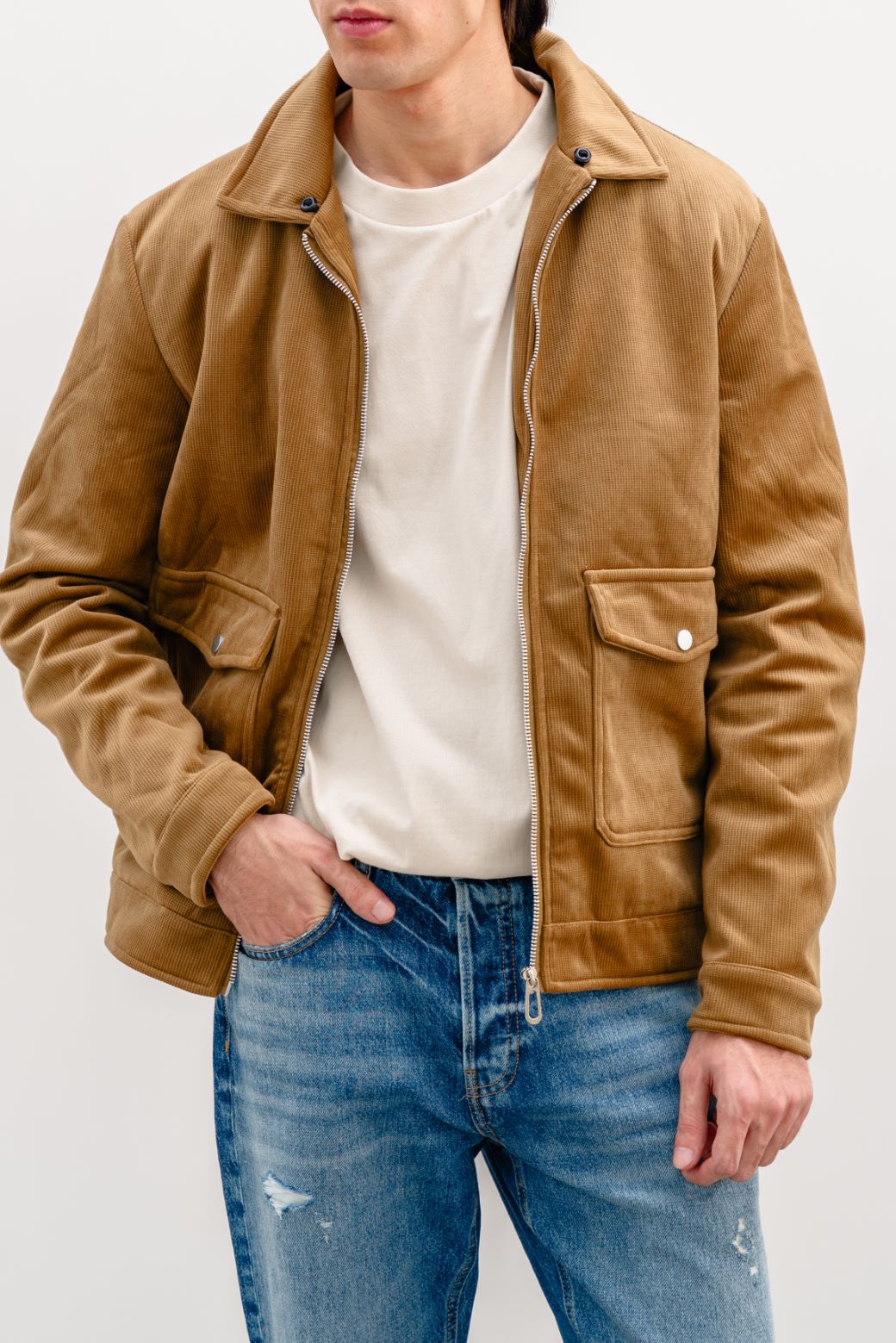 CAMEL CORDUROY AVIATOR JACKET