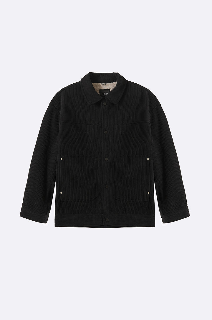 BLACK OVERSIZED CORDUROY JACKET