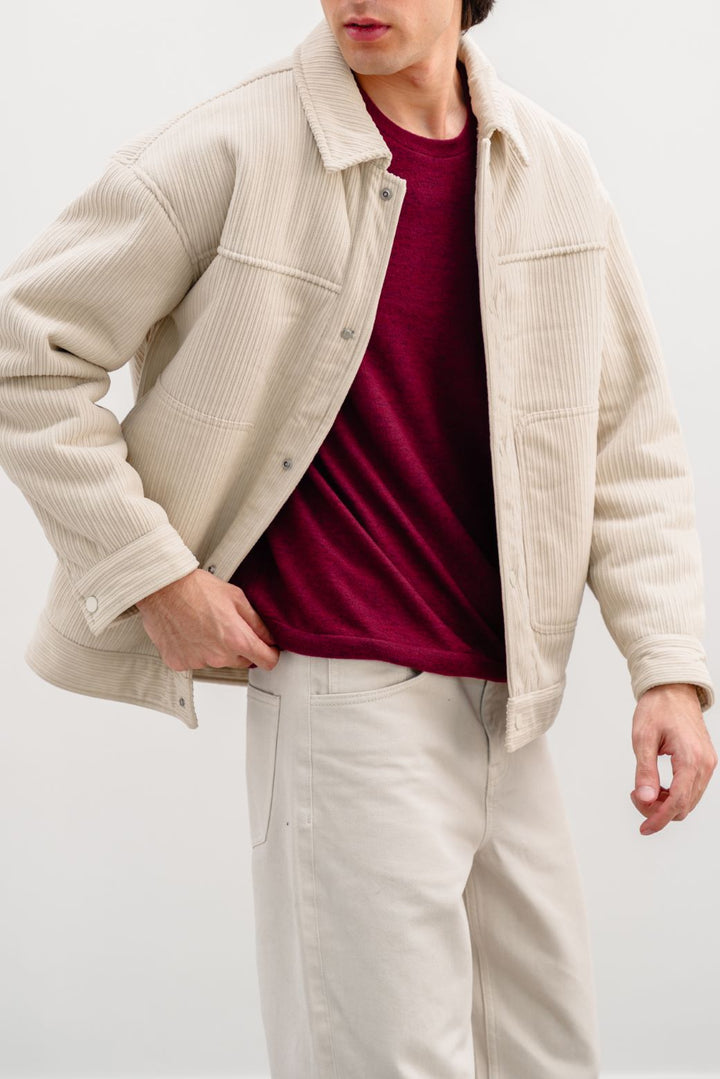 CREAM OVERSIZED CORDUROY JACKET