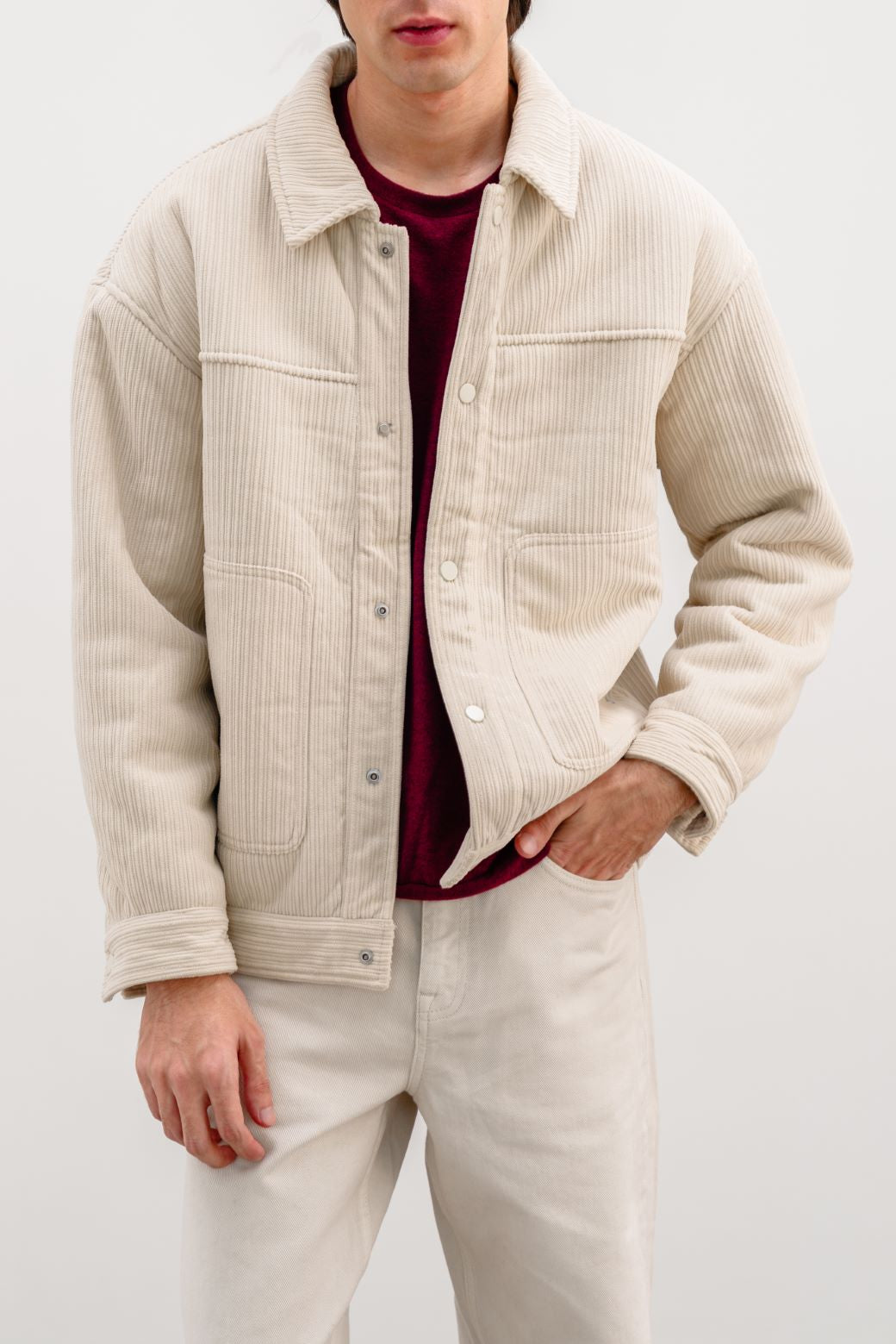 CREAM OVERSIZED CORDUROY JACKET