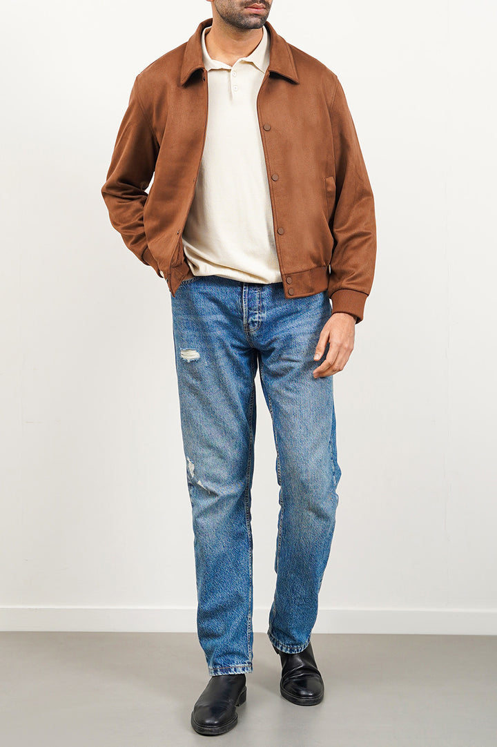 BROWN SUEDE TRUCKER JACKET