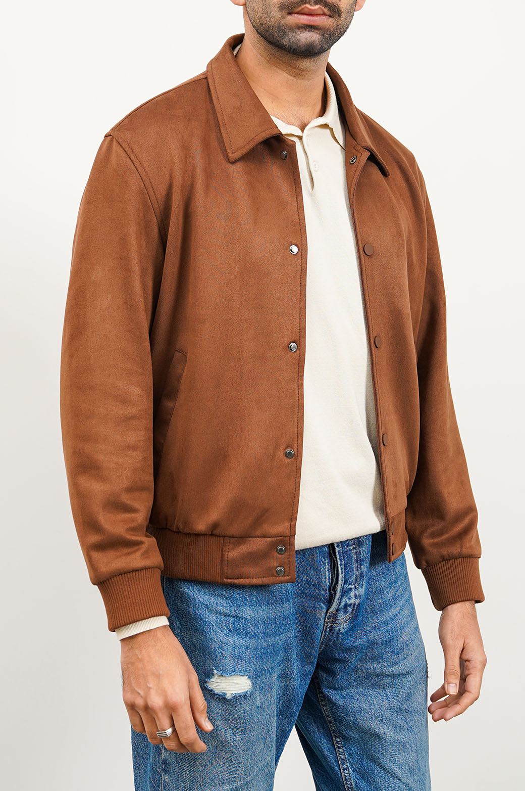 BROWN SUEDE TRUCKER JACKET