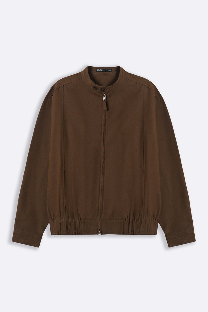 BROWN COTTON HARRINGTON JACKET