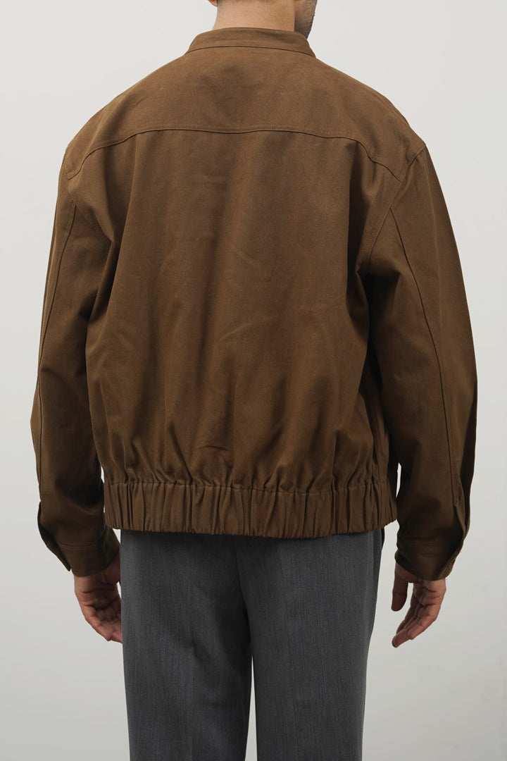 BROWN COTTON HARRINGTON JACKET