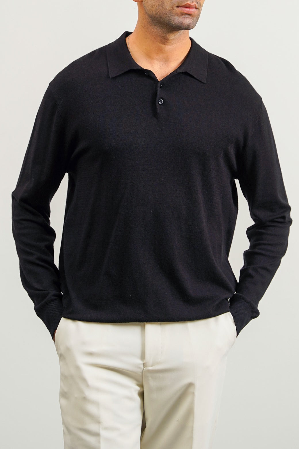 BLACK SPUN BLEND POLO