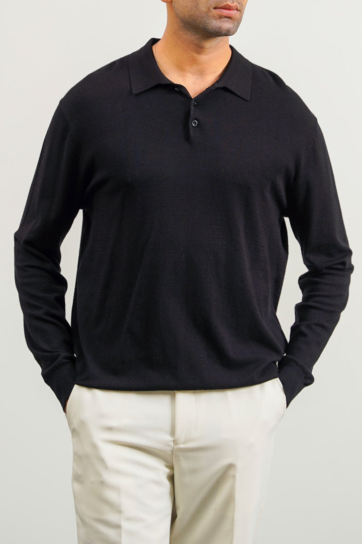 BLACK SPUN BLEND POLO