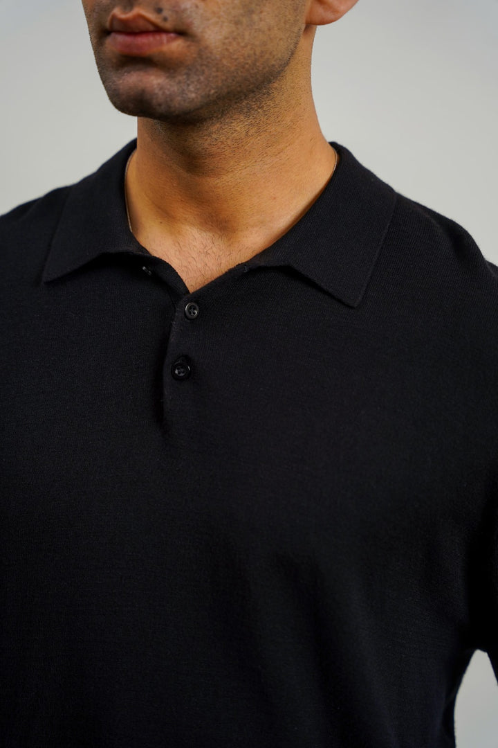 BLACK SPUN BLEND POLO