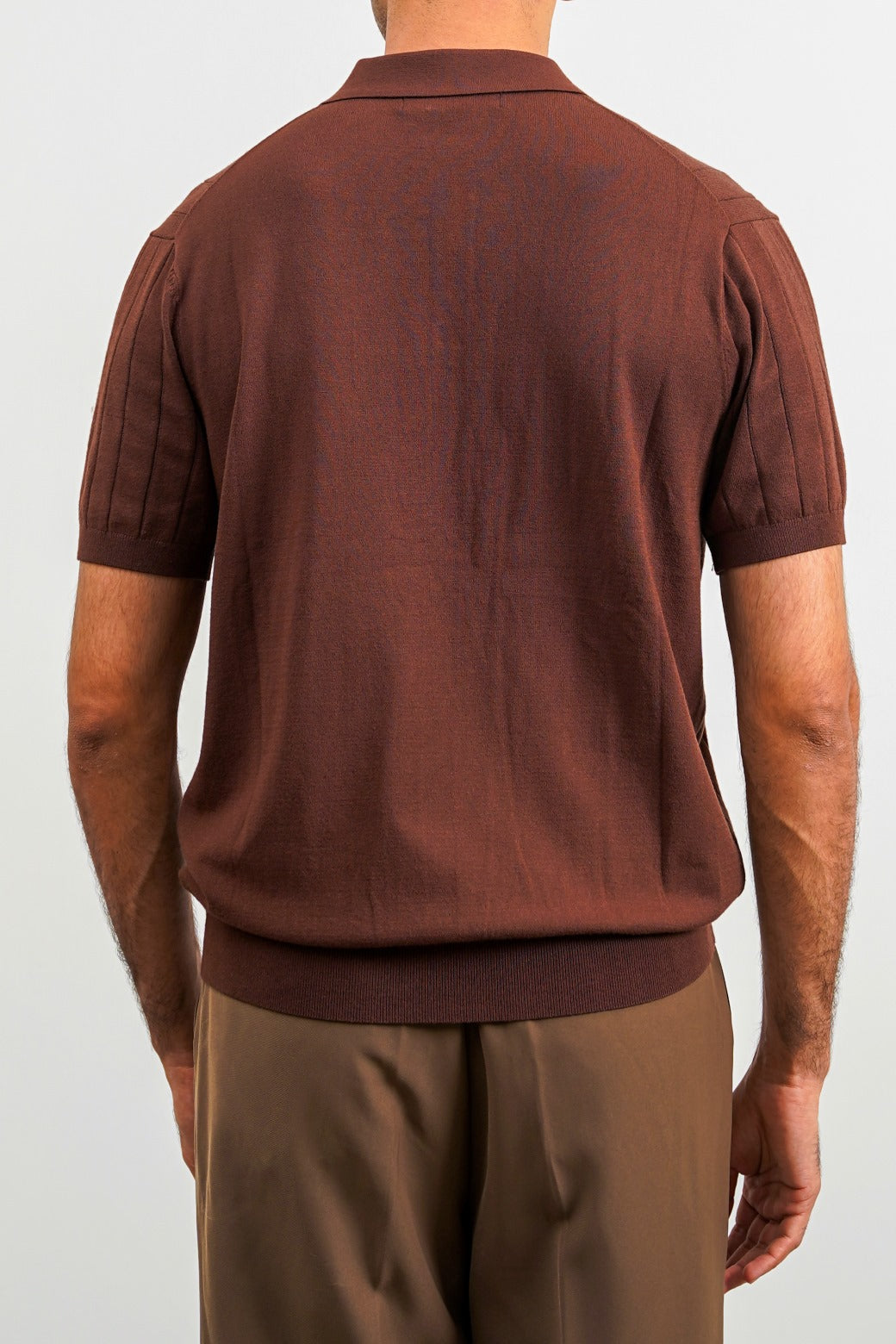 RIBBED KNIT POLO SHIRT