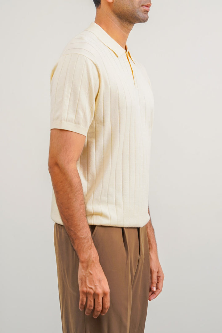 RIBBED KNIT POLO SHIRT