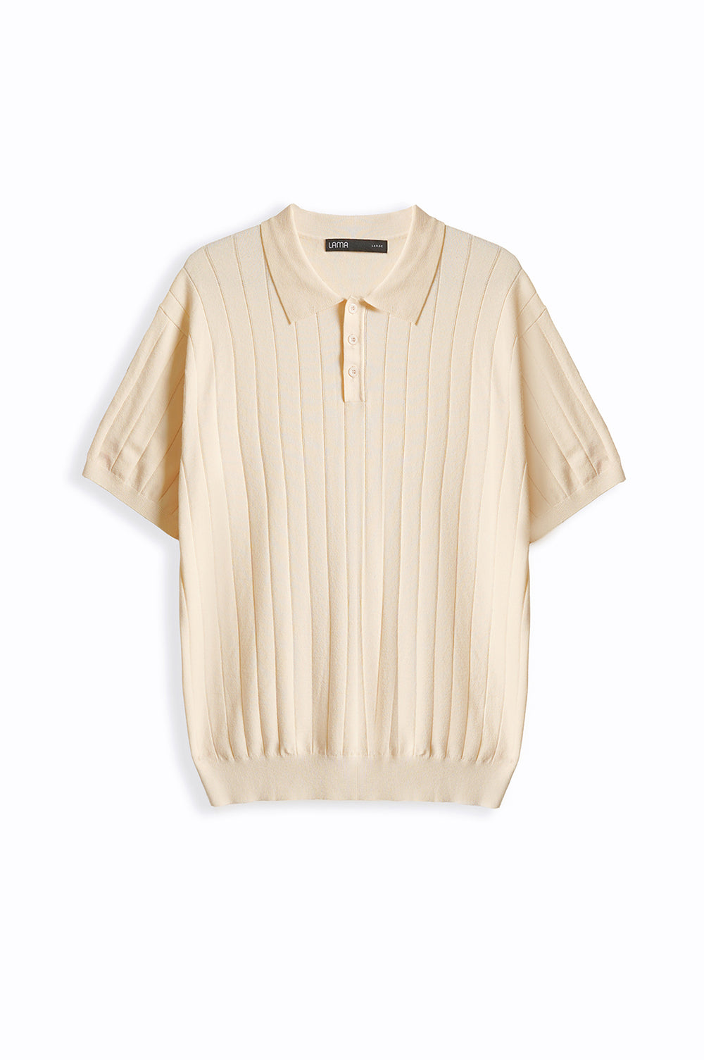 OFF WHITE RIBBED KNIT POLO SHIRT