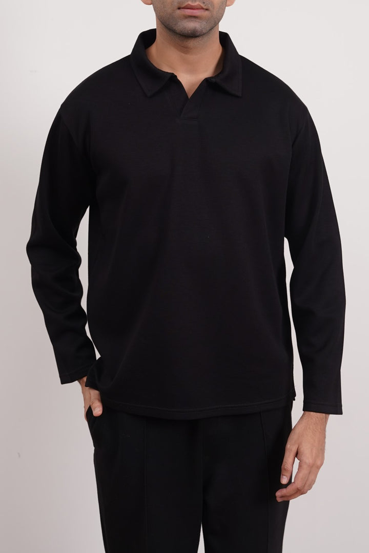 BLACK JOHNNY COLLAR POLO