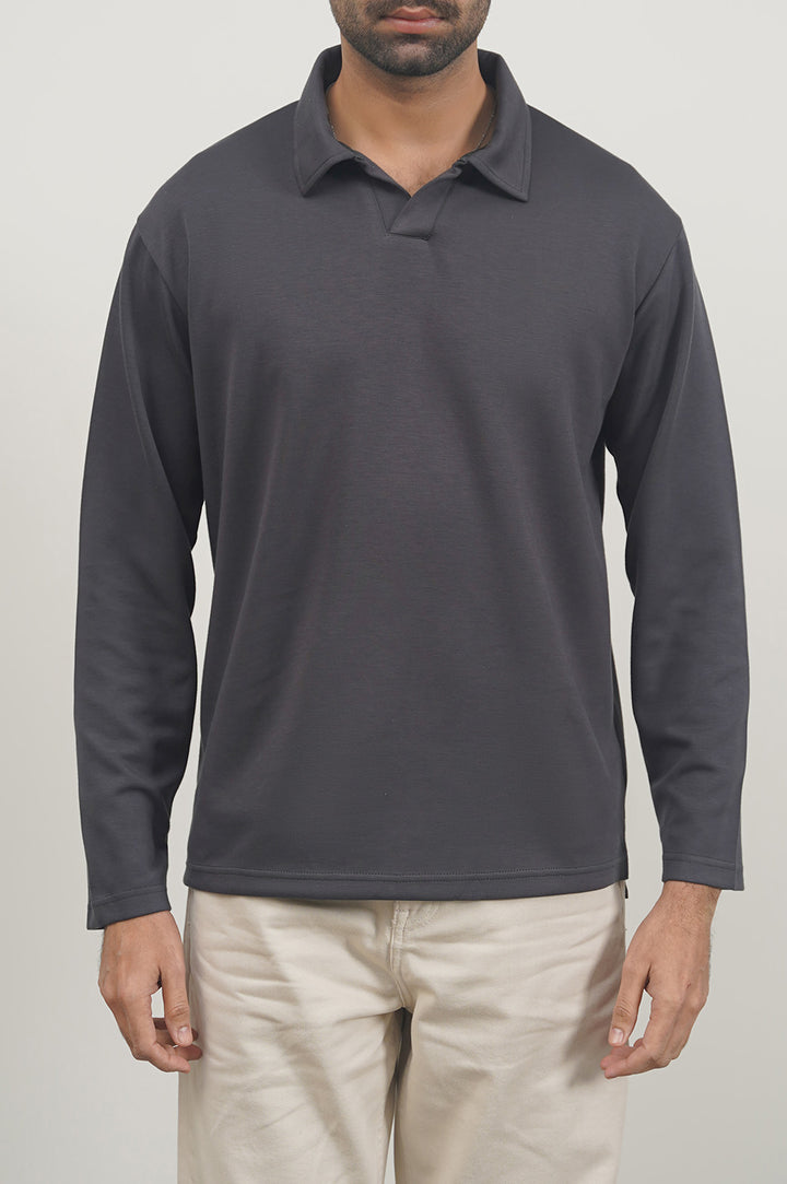 CHARCOAL JOHNNY COLLAR POLO