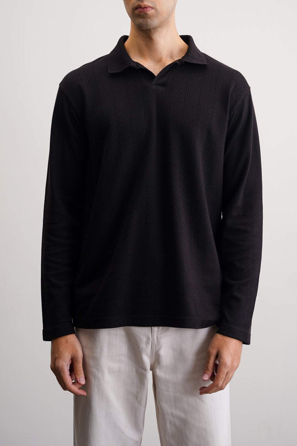 BLACK SOFT JACQUARD POLO