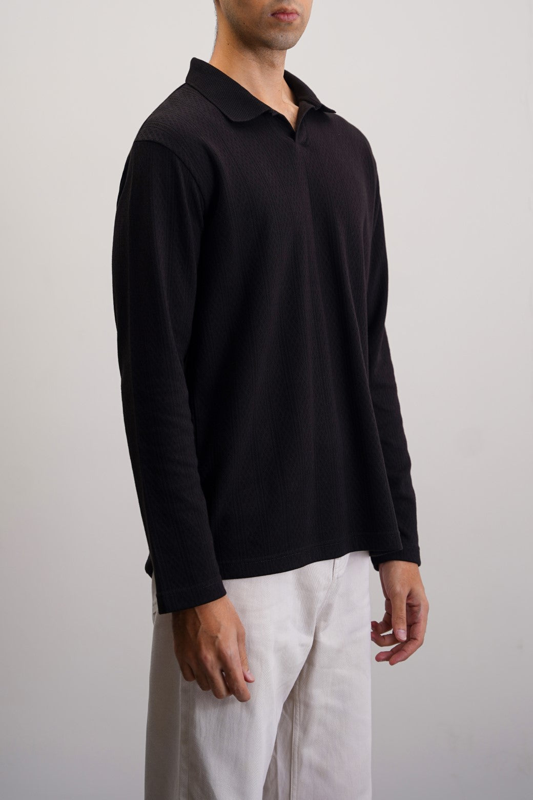 BLACK SOFT JACQUARD POLO