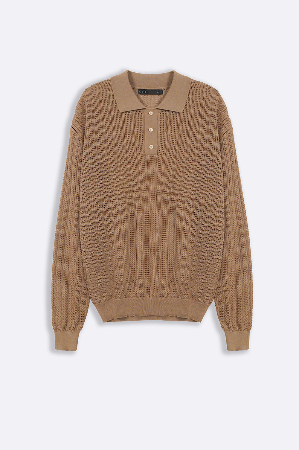 BEIGE CROCHET KNIT POLO