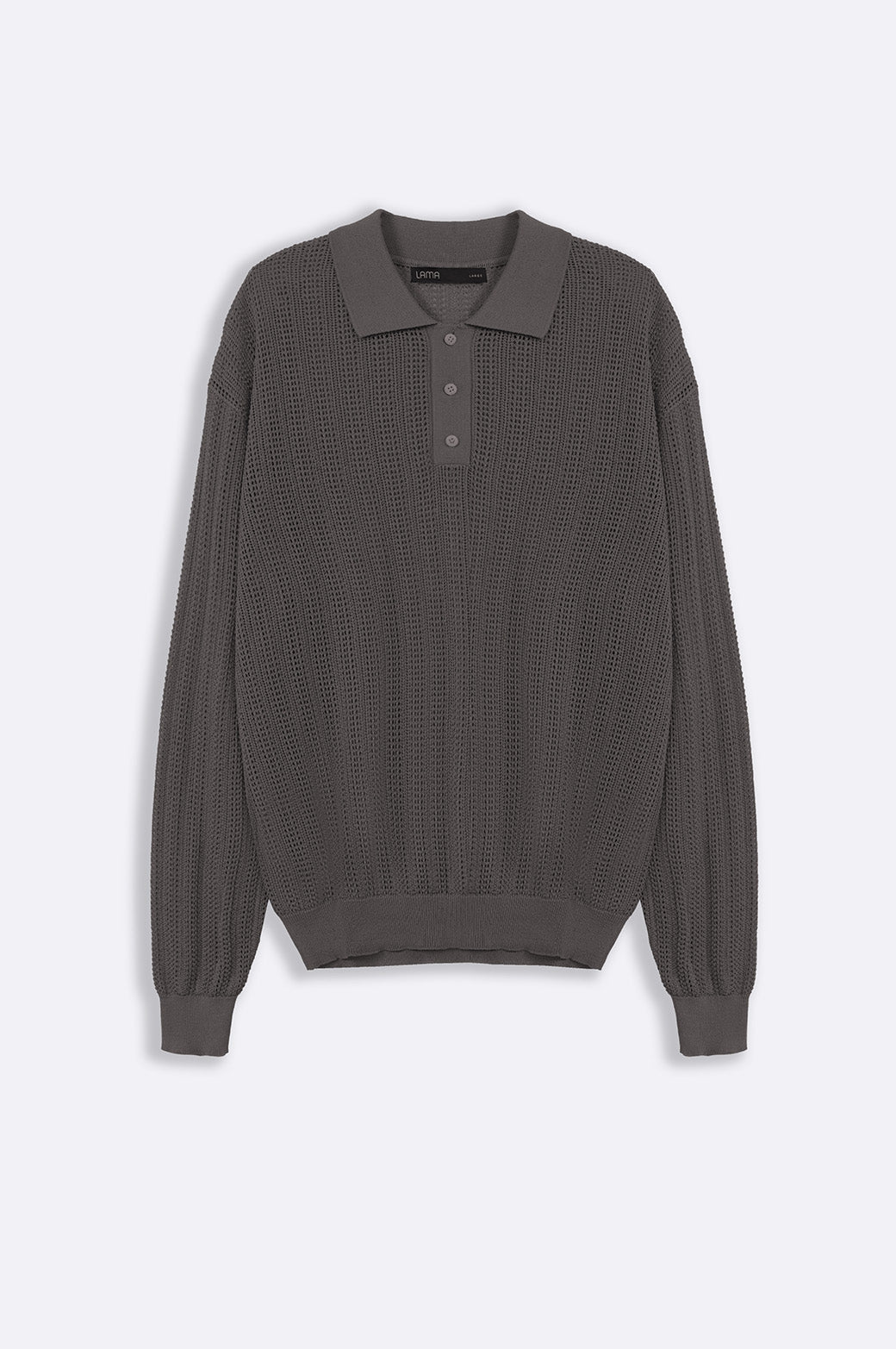 GREY CROCHET KNIT POLO