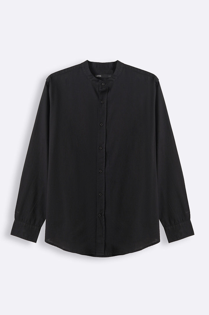 BLACK BAND COLLAR SHIRT