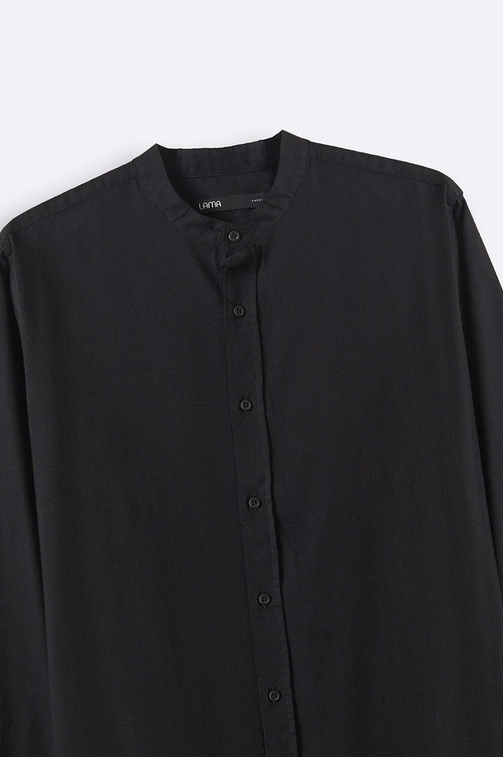 BLACK BAND COLLAR SHIRT