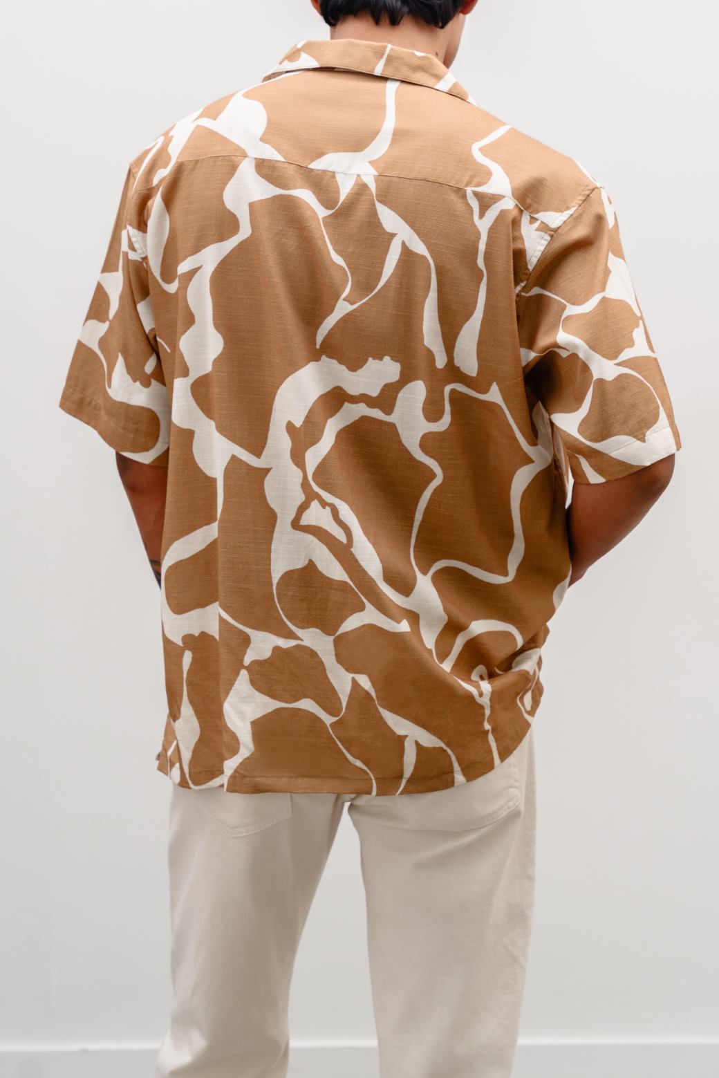 BROWN ABSTRACT PRINTED SHIRT