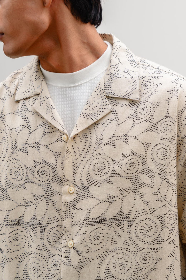 BEIGE PRINTED LINEN SAFARI