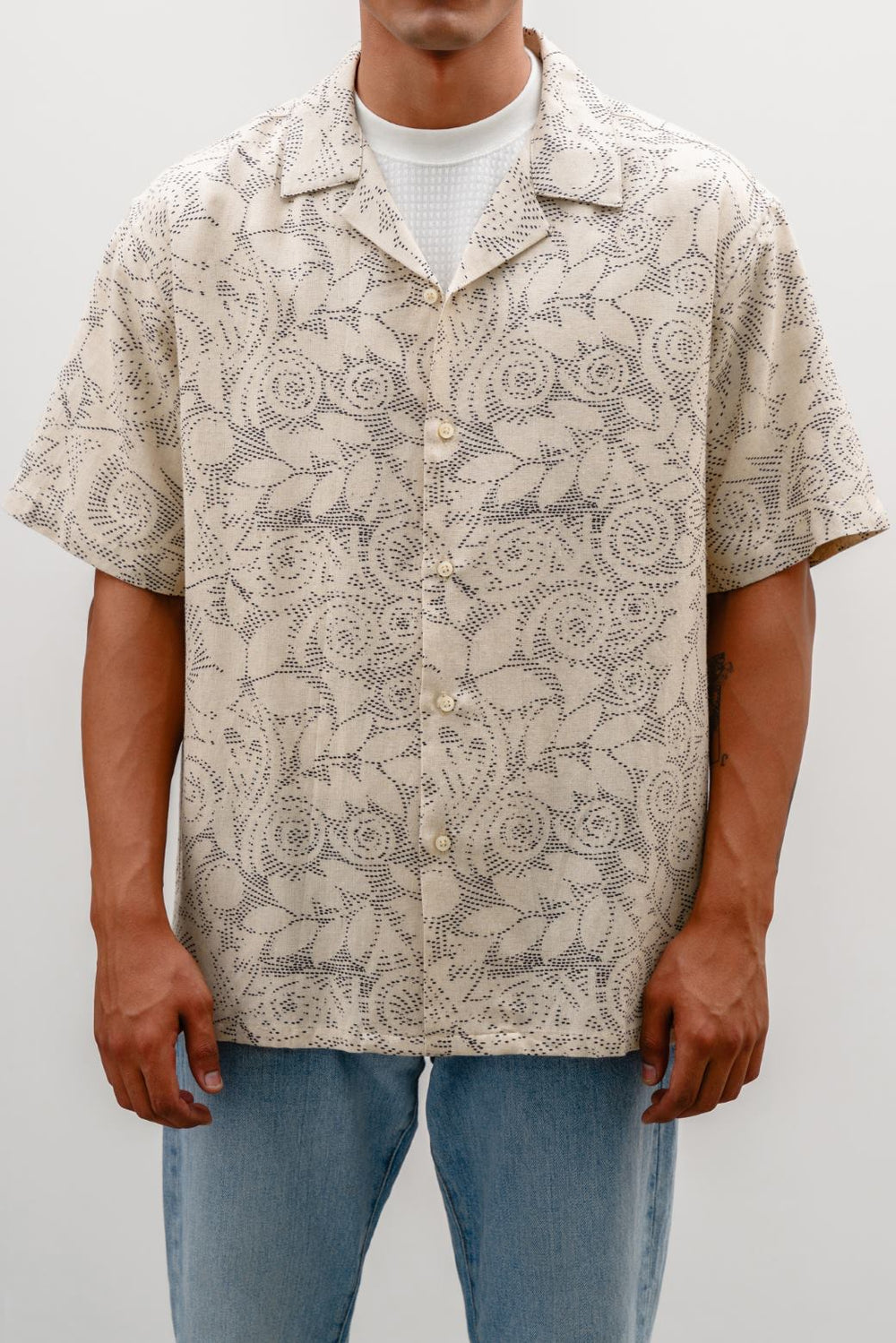 BEIGE PRINTED LINEN SAFARI