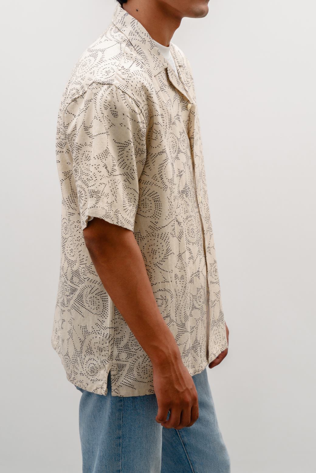 BEIGE PRINTED LINEN SAFARI