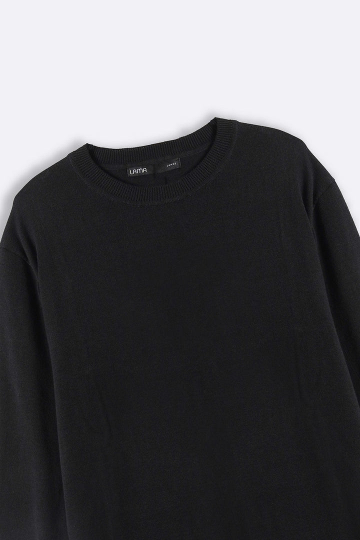 BLACK LIGHT COTTON CREW JUMPER