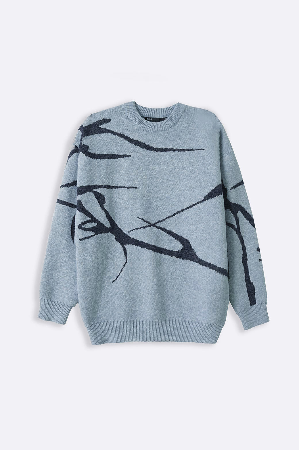 SKY BLUE JACQUARD ABSTRACT SWEATER