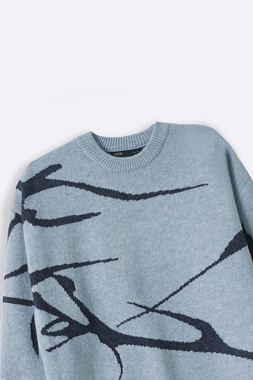 SKY BLUE JACQUARD ABSTRACT SWEATER