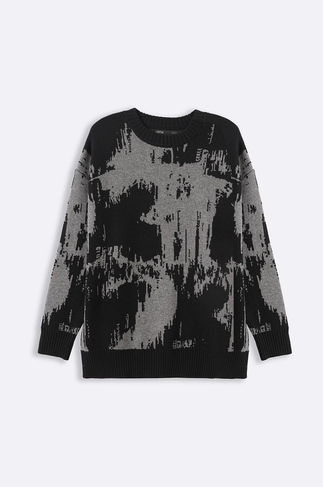 BLACK CONTRAST PRINT SWEATER