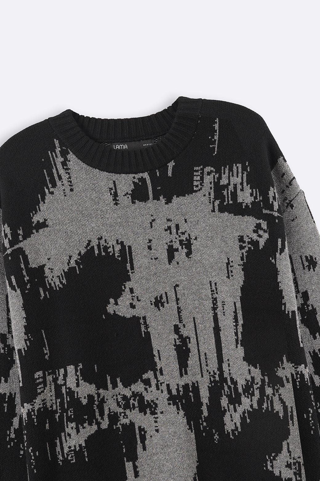 BLACK CONTRAST PRINT SWEATER