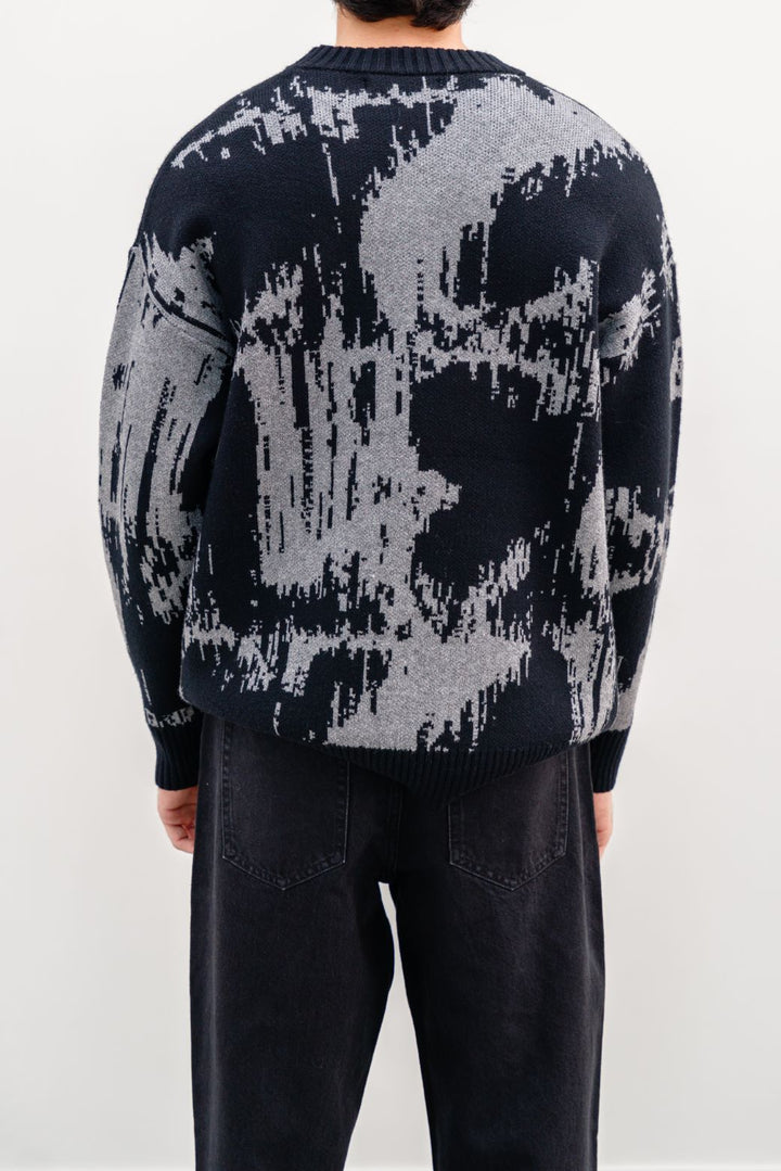 BLACK CONTRAST PRINT SWEATER