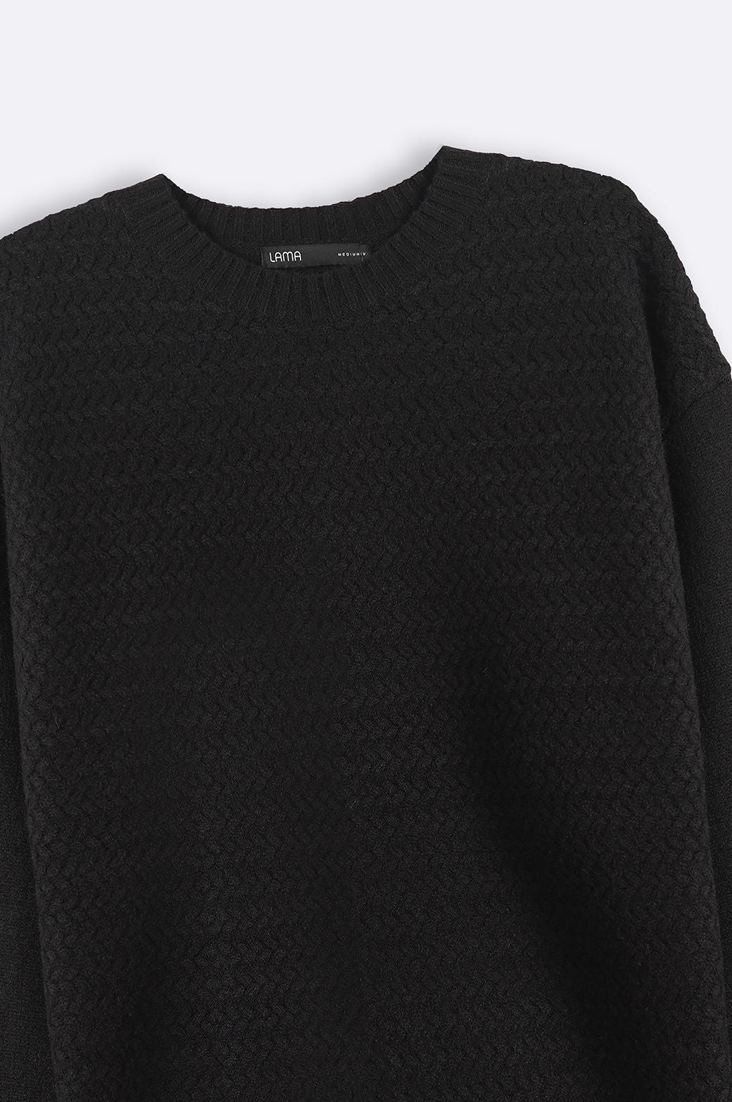 BLACK TEXTURED SWEATER