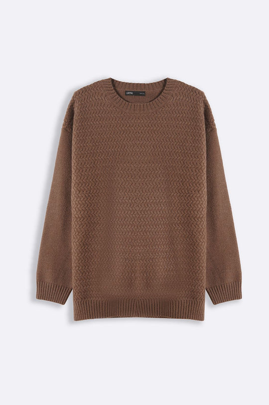 BROWN TEXTURED SWEATER