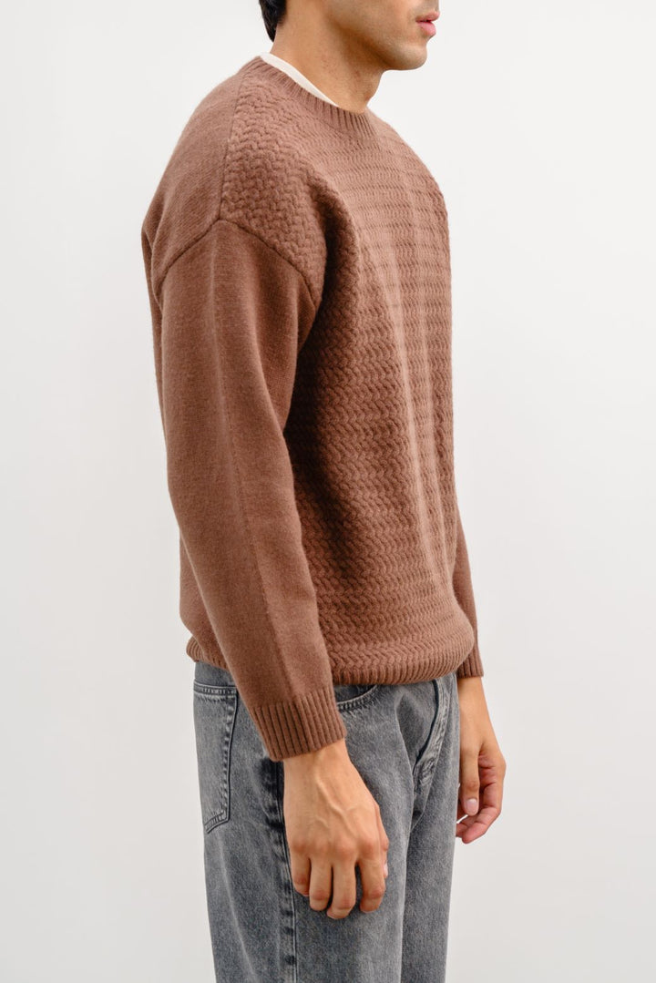 BROWN TEXTURED SWEATER