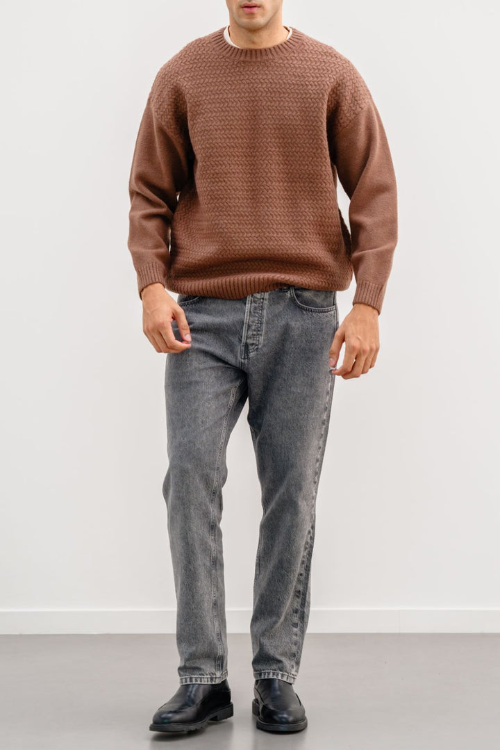 BROWN TEXTURED SWEATER