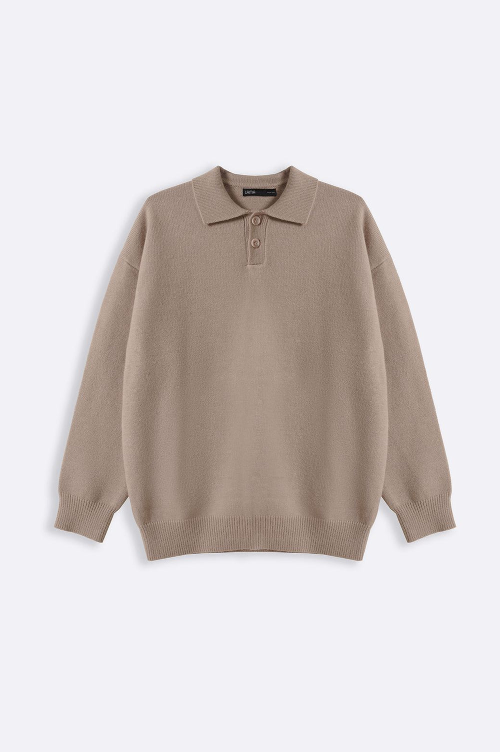 BEIGE KNIT POLO SWEATER