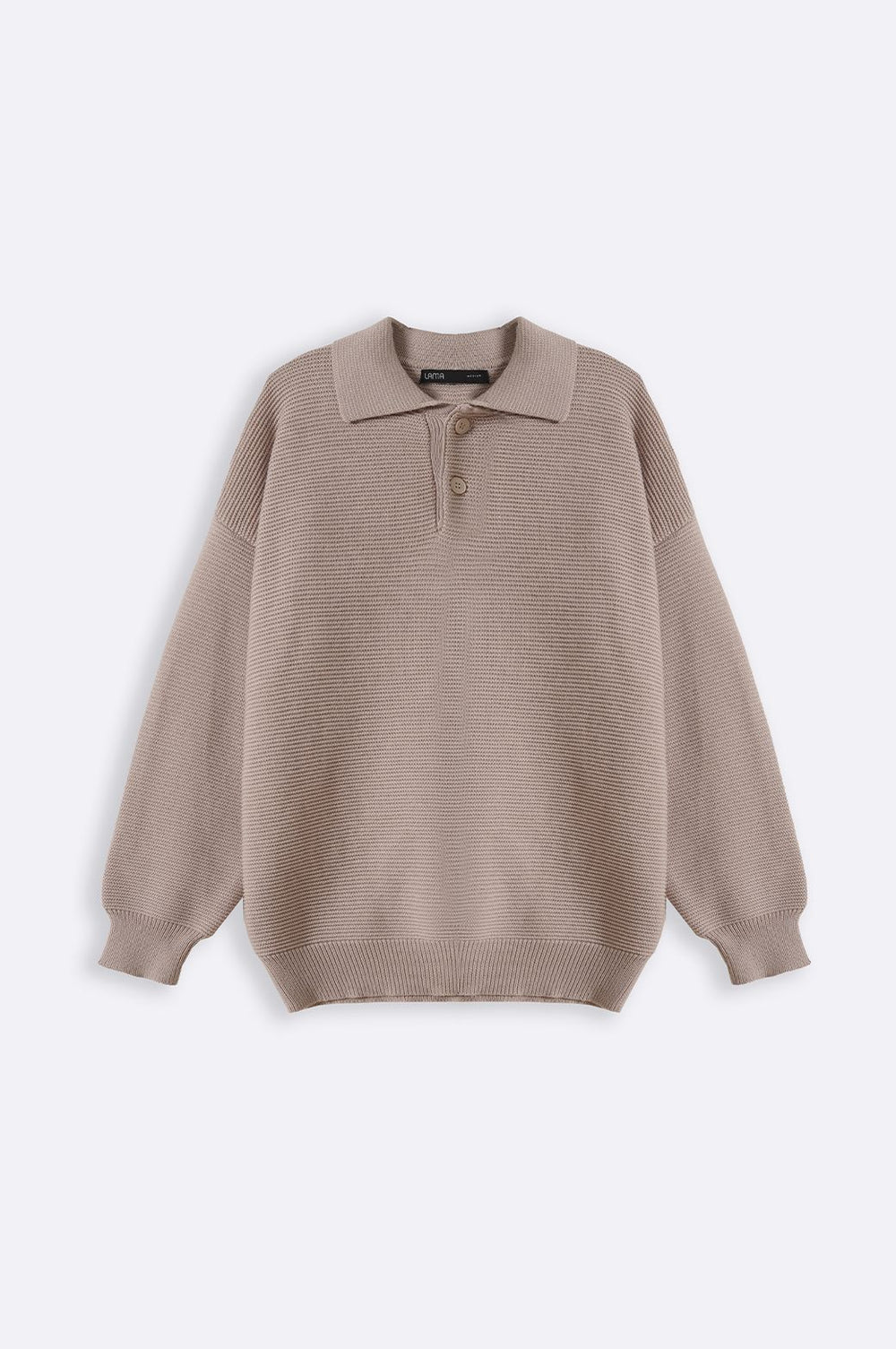 BEIGE SOFT POLO SWEATER