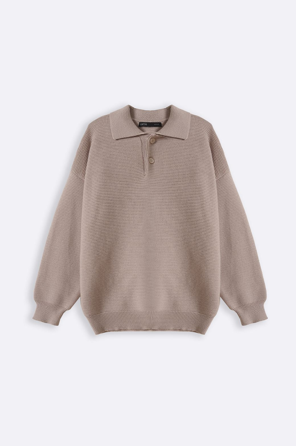 BEIGE SOFT POLO SWEATER