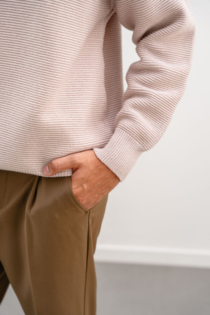 BEIGE SOFT POLO SWEATER