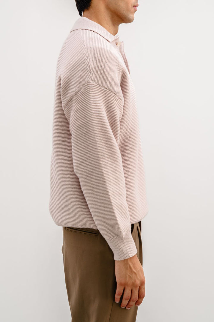 BEIGE SOFT POLO SWEATER