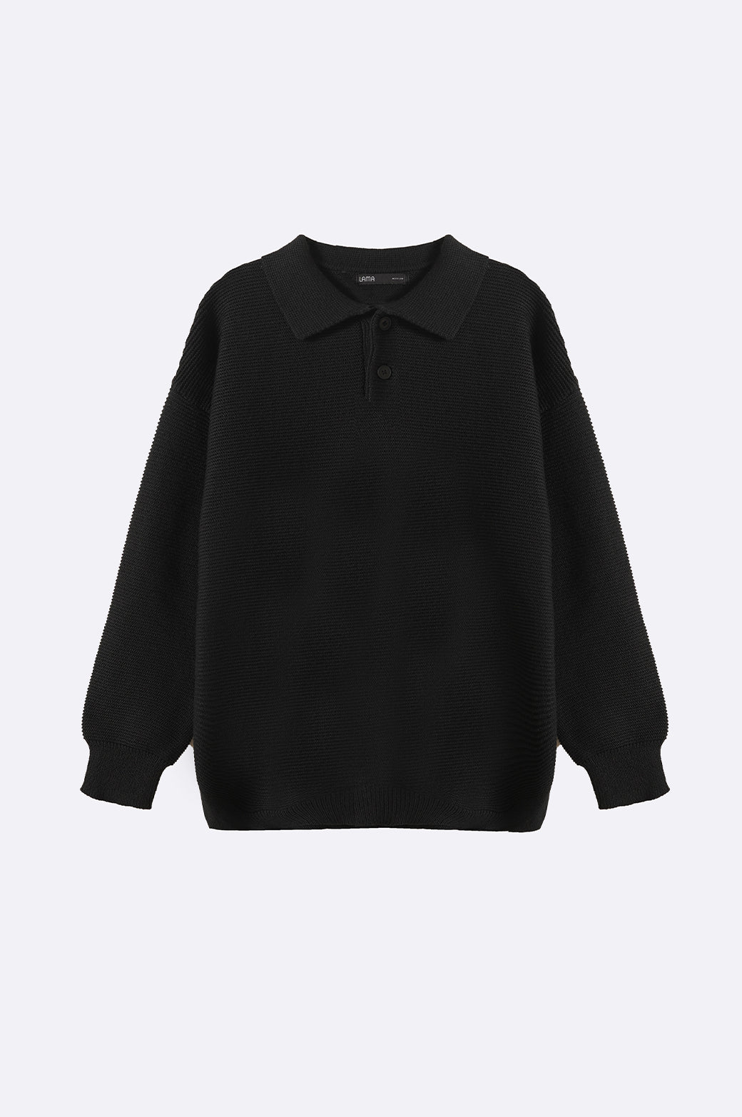 BLACK SOFT POLO SWEATER