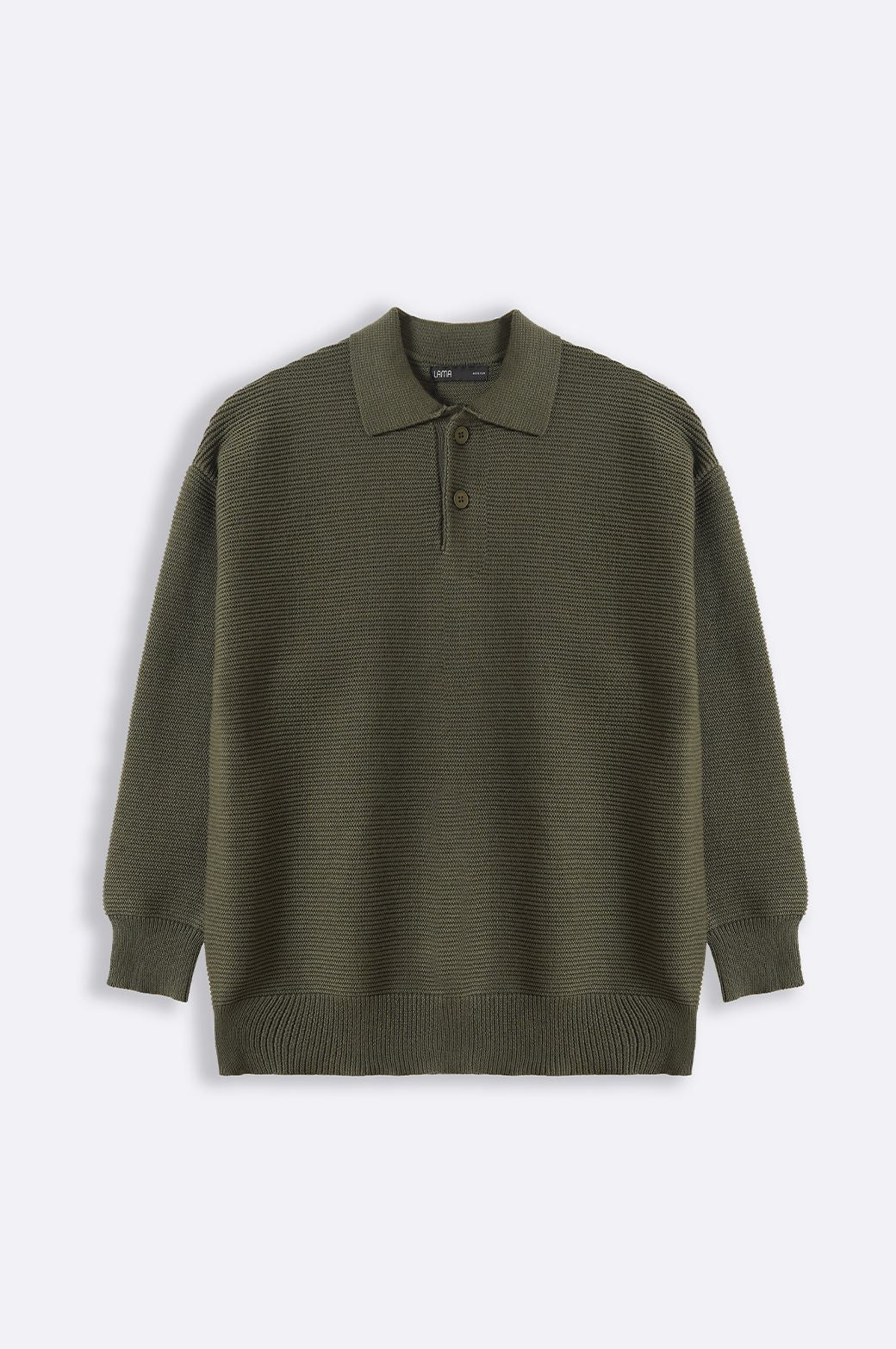 OLIVE SOFT POLO SWEATER