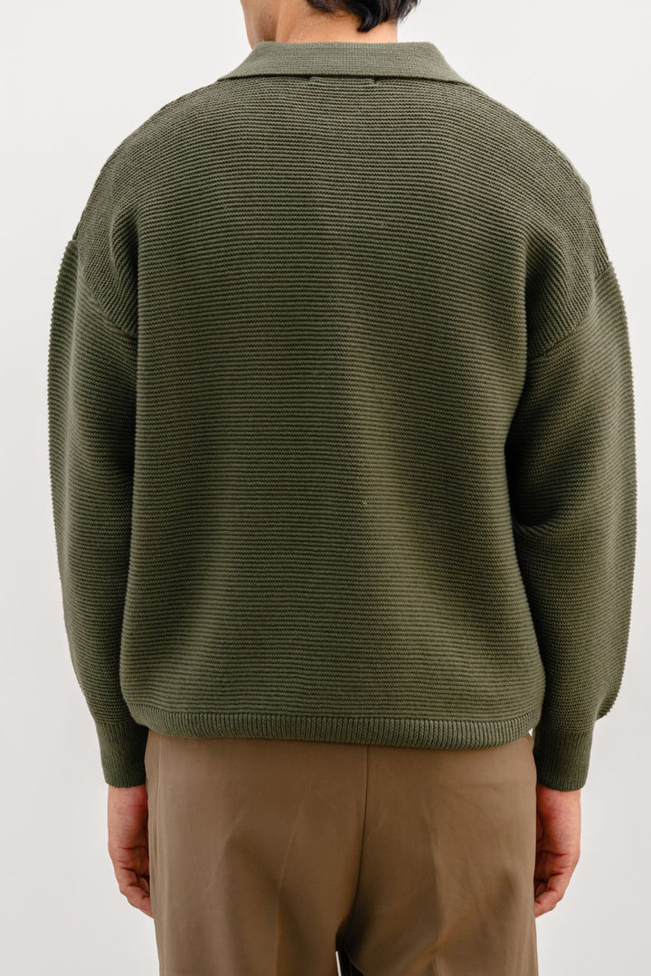 OLIVE SOFT POLO SWEATER