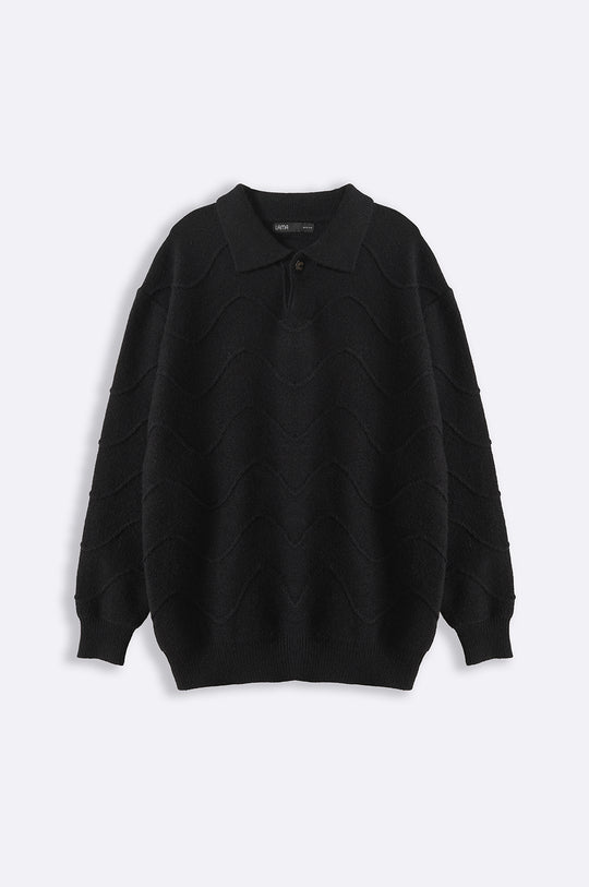 BLACK 70'S POLO SWEATER