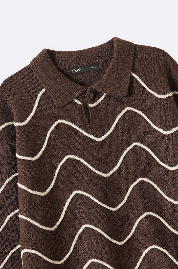 BROWN 70'S POLO SWEATER