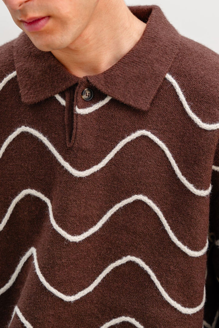 BROWN 70'S POLO SWEATER