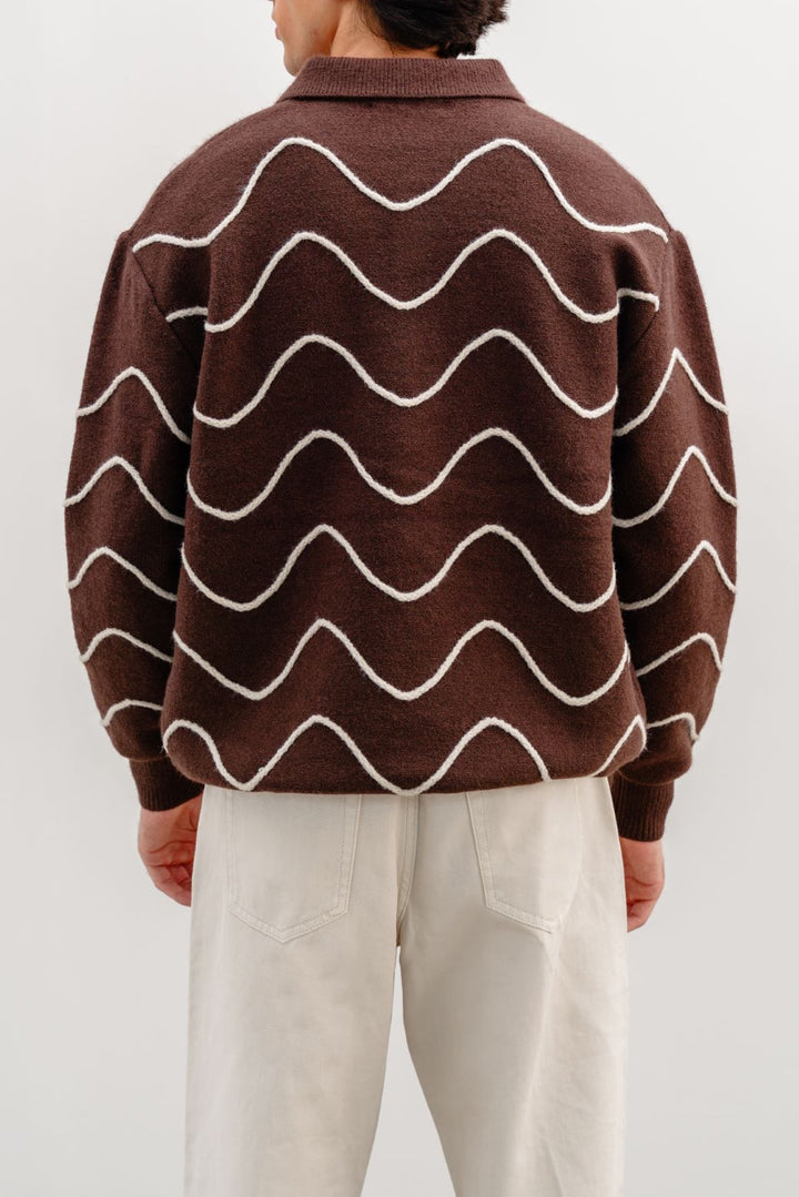 BROWN 70'S POLO SWEATER