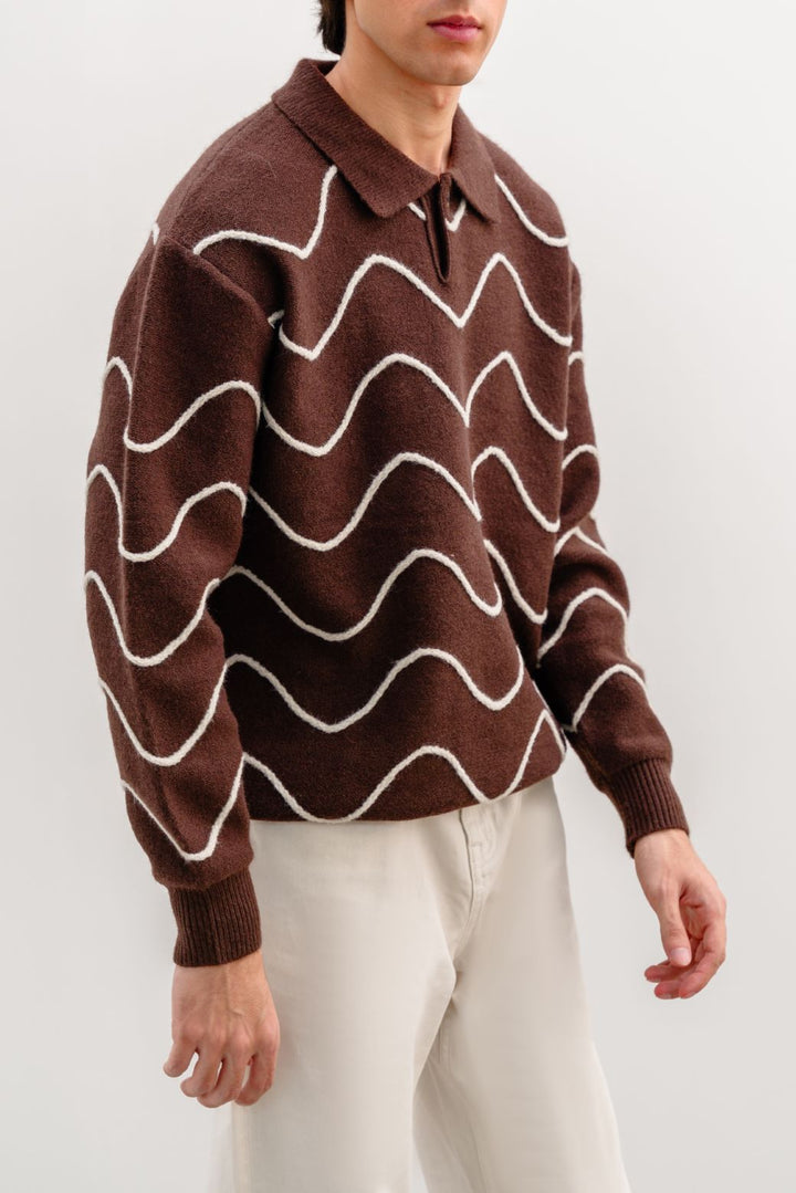 BROWN 70'S POLO SWEATER